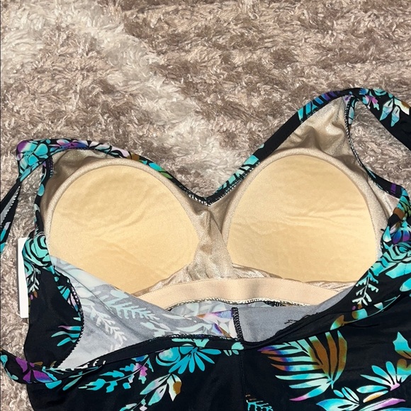 Maxine Of Hollywood Floral Tummy Support One Piece Swimsuit Dress Romper - Picture 11 of 11